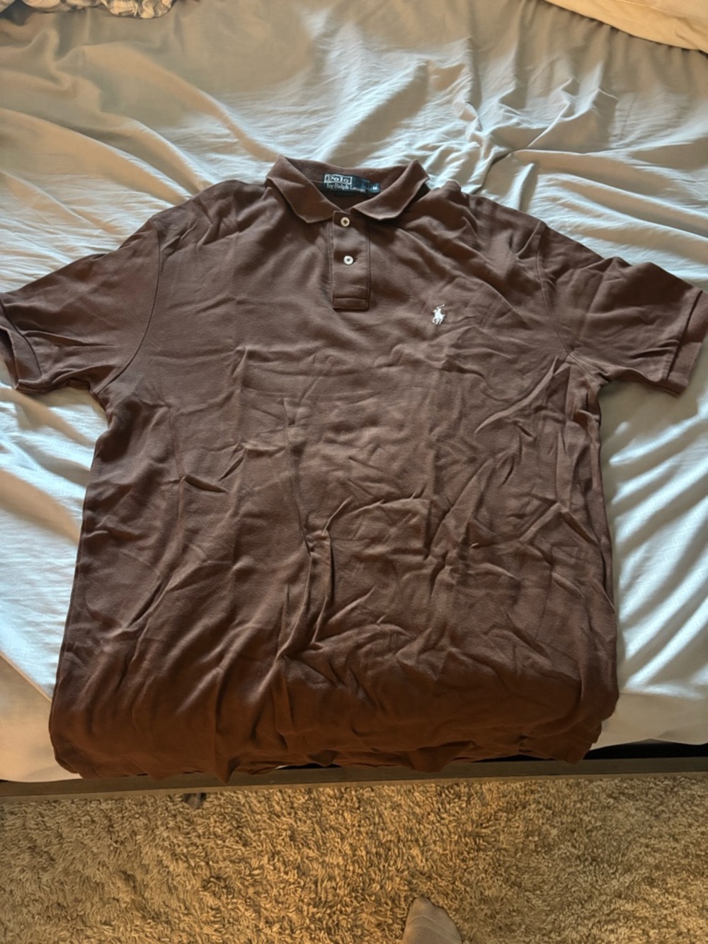 Ralph Lauren Brown Polo Shirt with White Pony Embroidery